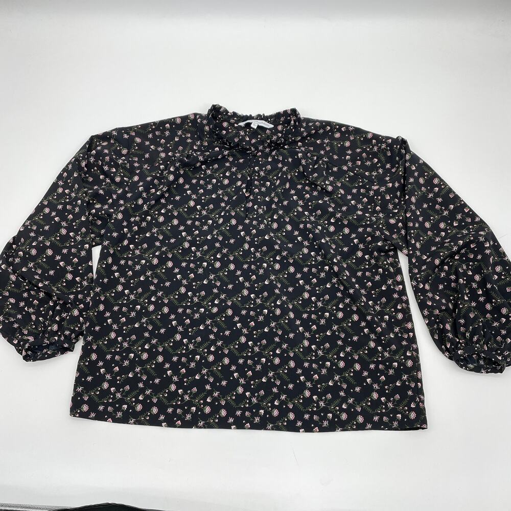 CUPCAKES and CASHMERE Shirt Size L Ditsy Floral Peasant Blouse Cottage Top